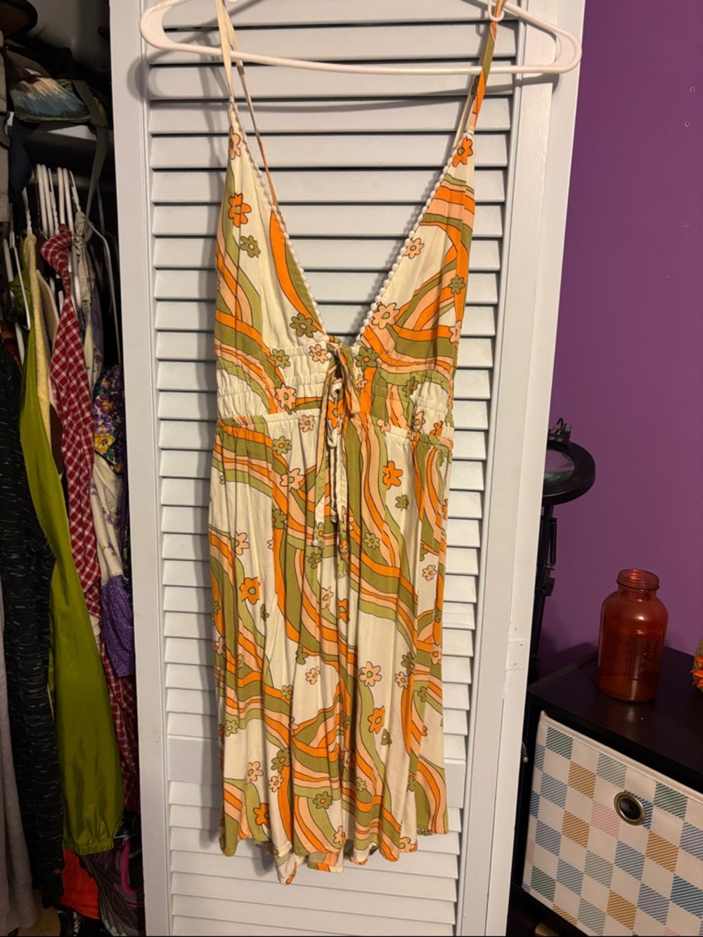 wild fable Cream Sundress with Orange & Green Floral Print